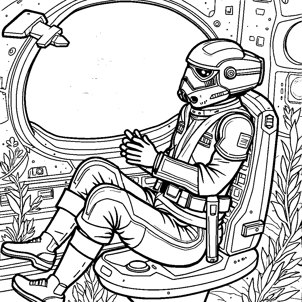 A Star Wars character in a submarine exploring the ocean