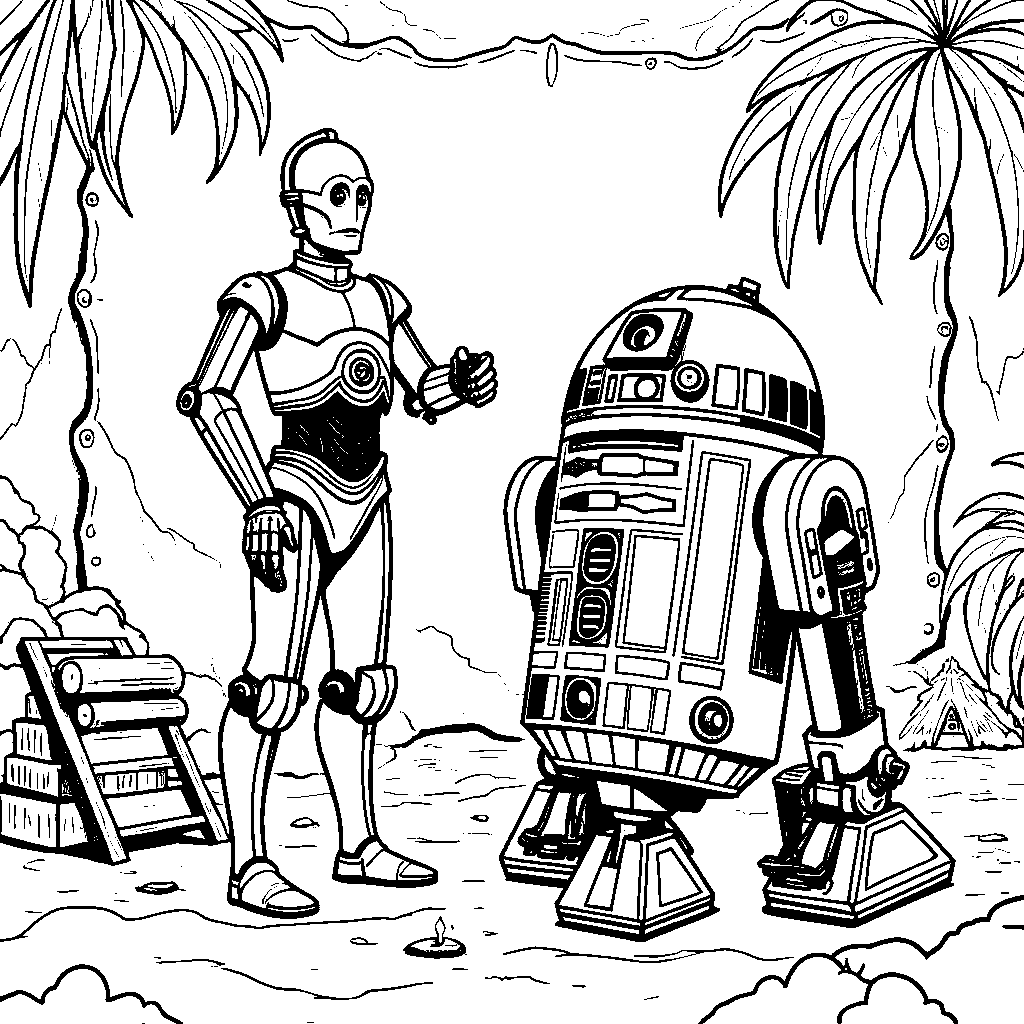 C-3PO and R2-D2 on a treasure hunt