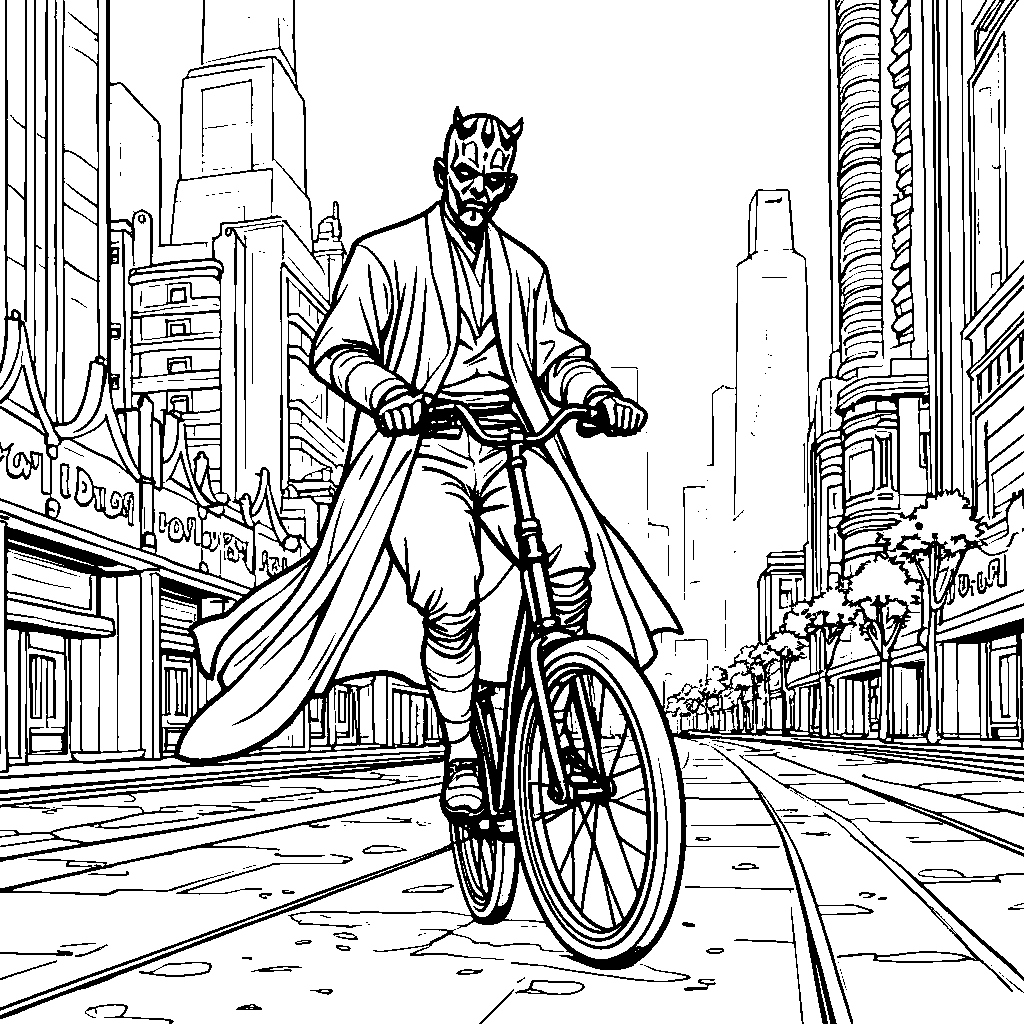 Darth Maul riding a unicycle