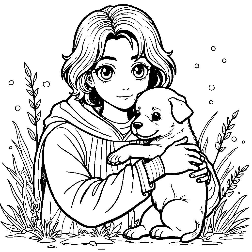 Kylo Ren with a puppy