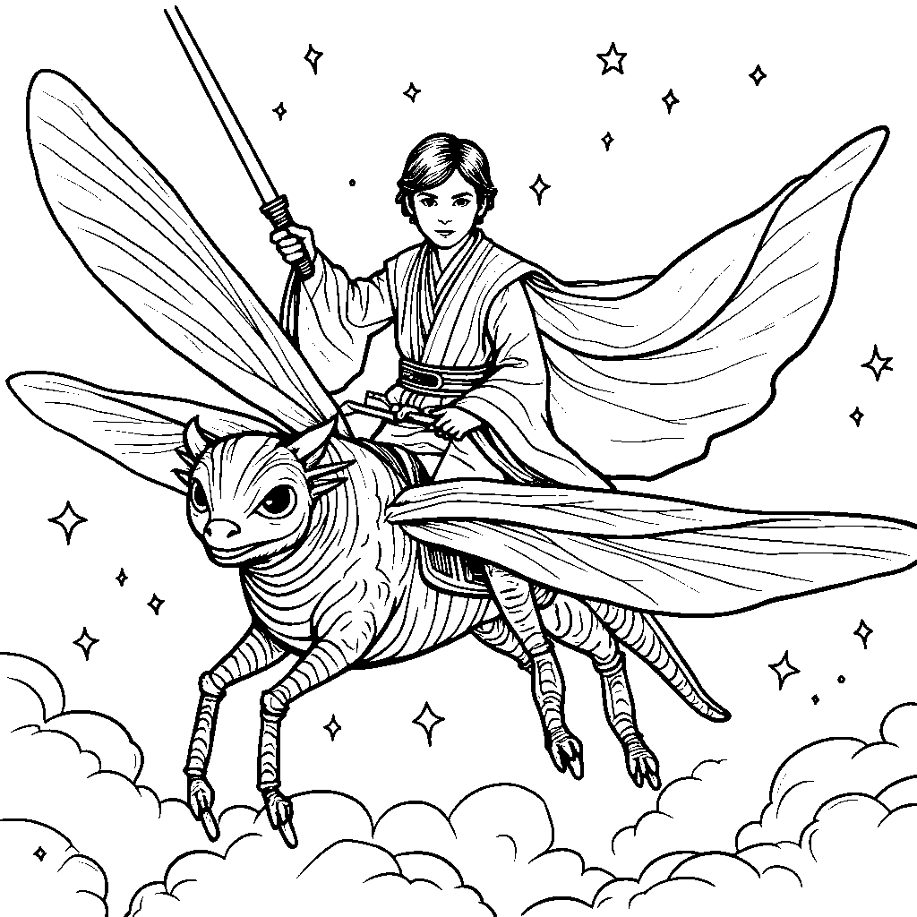 Obi-Wan Kenobi riding a dragonfly