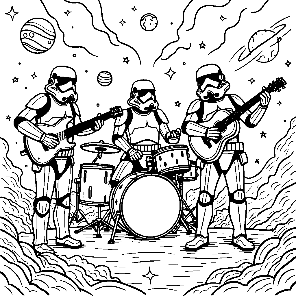 Stormtroopers playing musical instruments