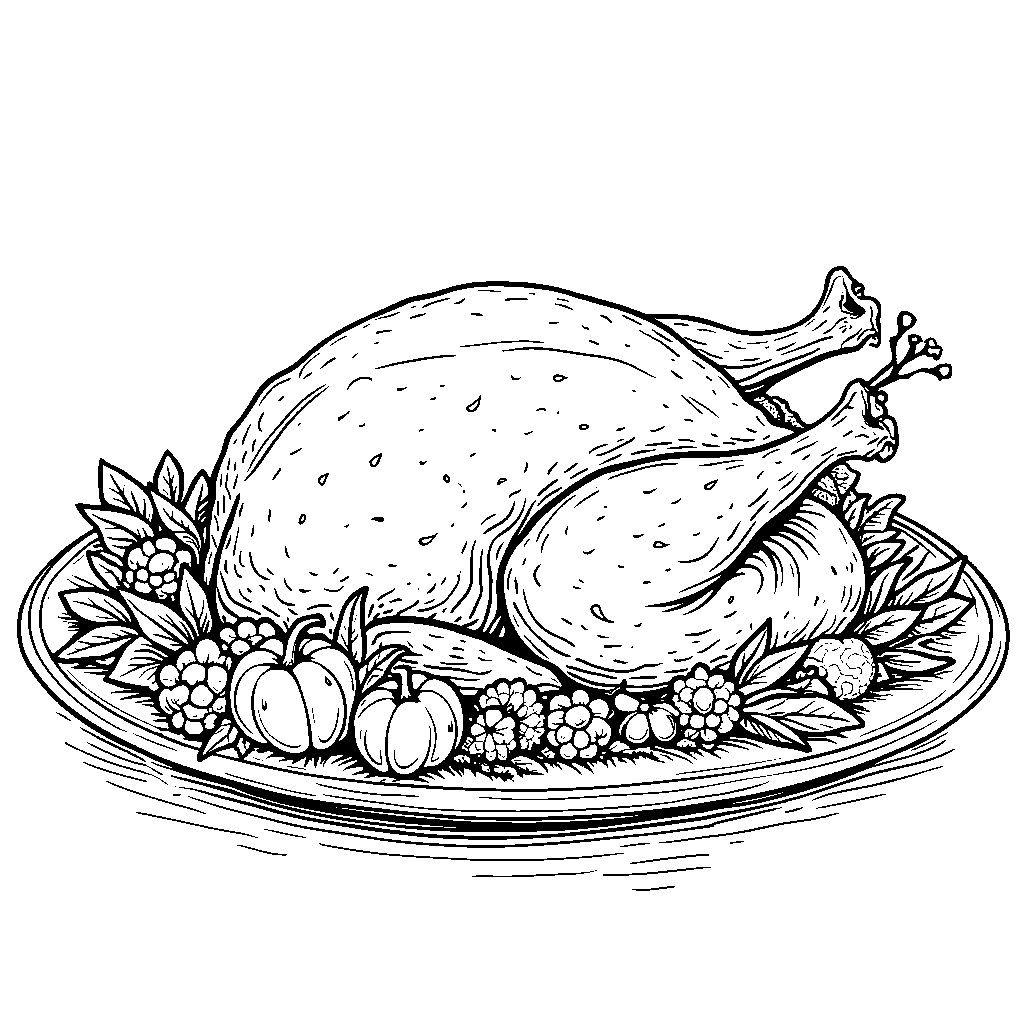 A Thanksgiving dinner plate with a turkey, mashed potatoes, and cranberry sauce