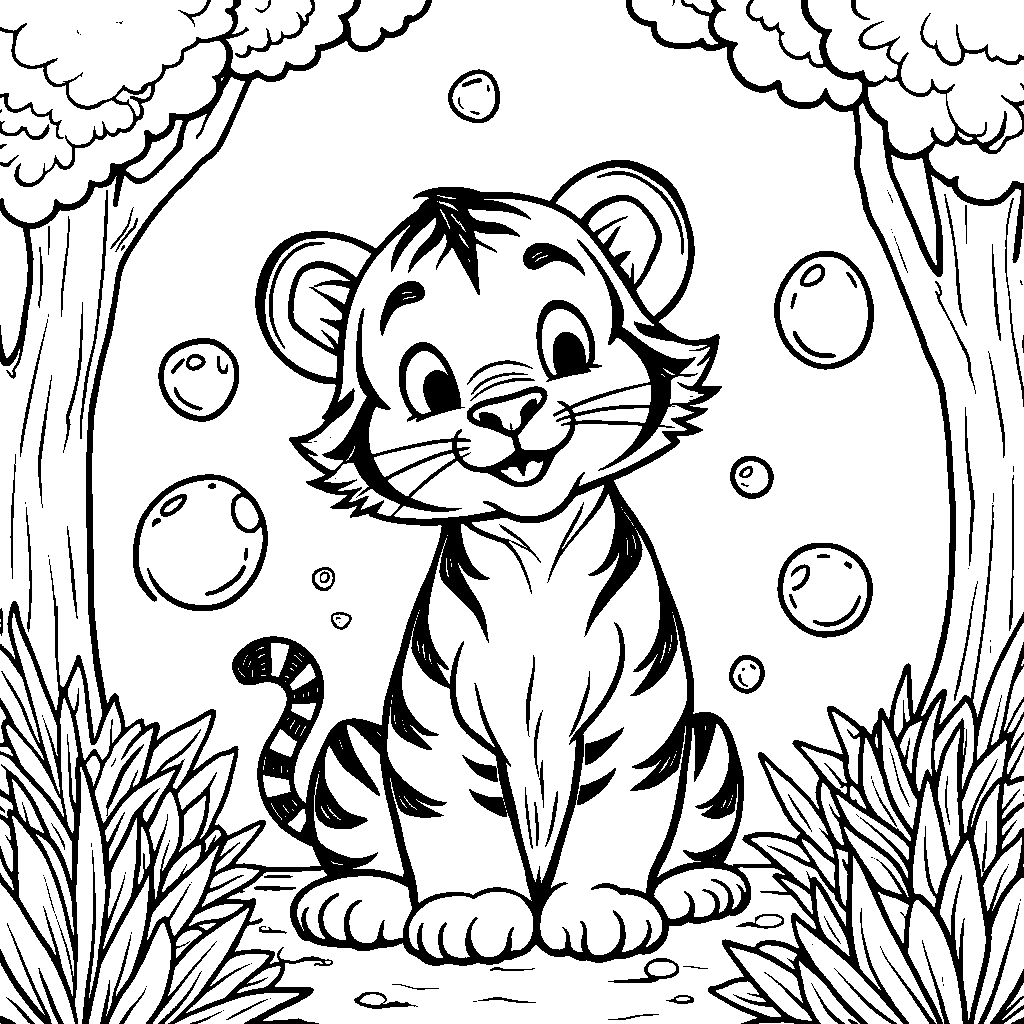 Tiger blowing bubbles