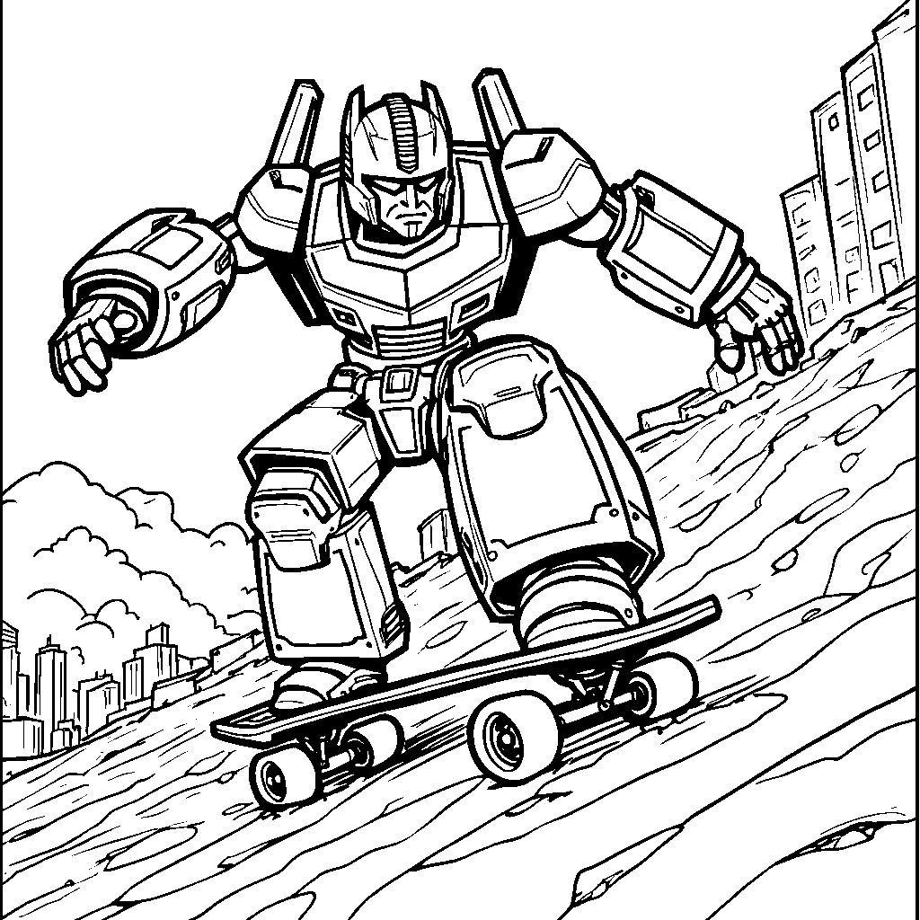 Sideswipe riding a skateboard down a steep hill