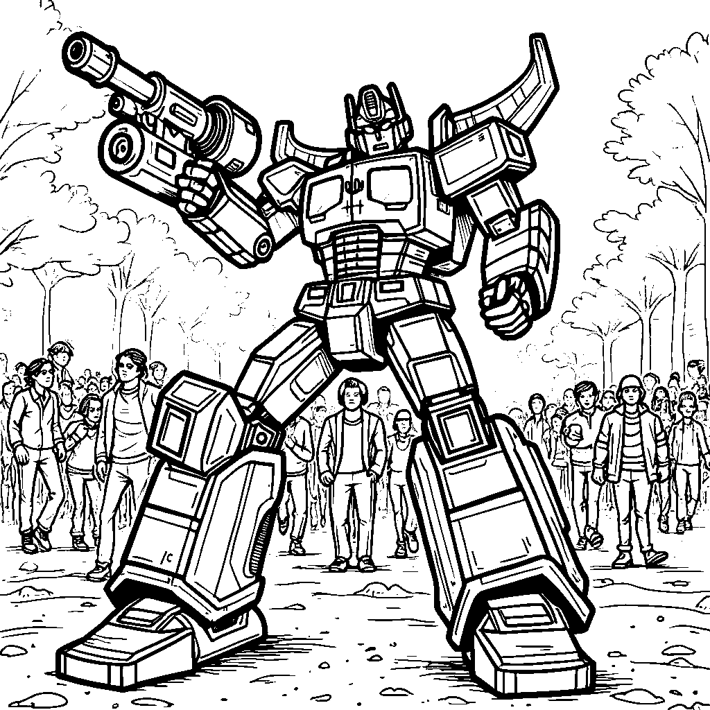 Soundwave blasting music from his boombox in a city park