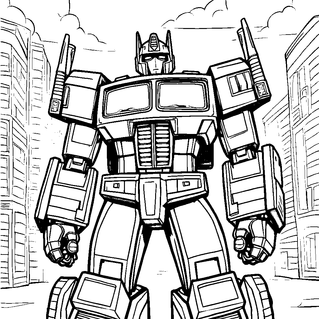 Ultra Magnus standing guard in front of the Autobot headquarters