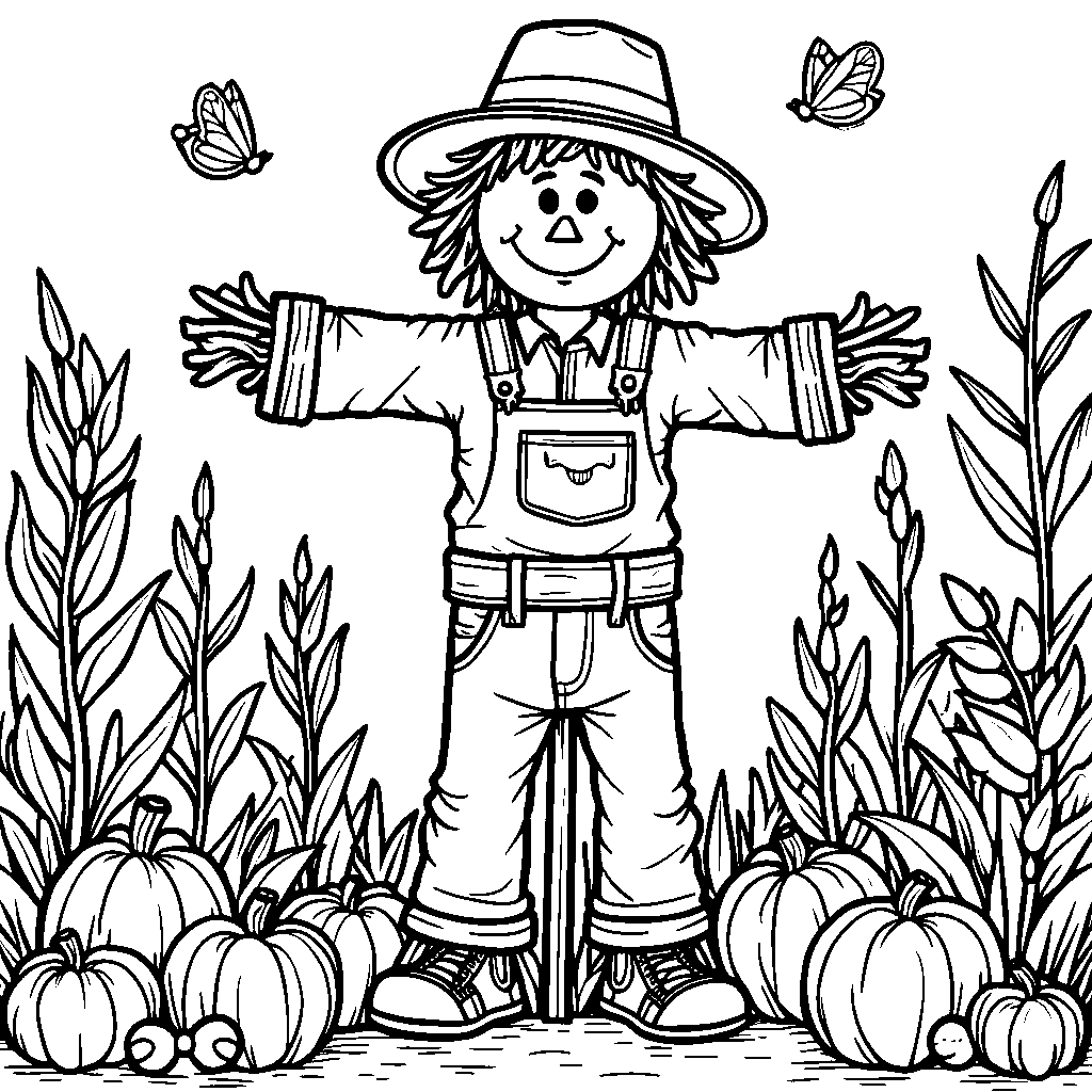 A Cheerful Scarecrow in a Garden Wonderland