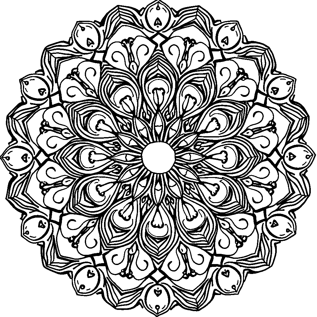 a swirling mandala with various magical symbols and shapes