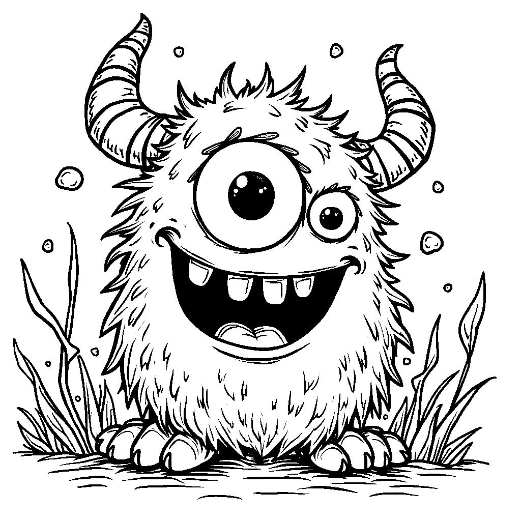 An adorable monster with unique patterns and a big, silly grin