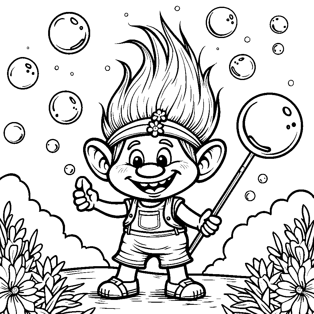 Troll playing with a bubble wand