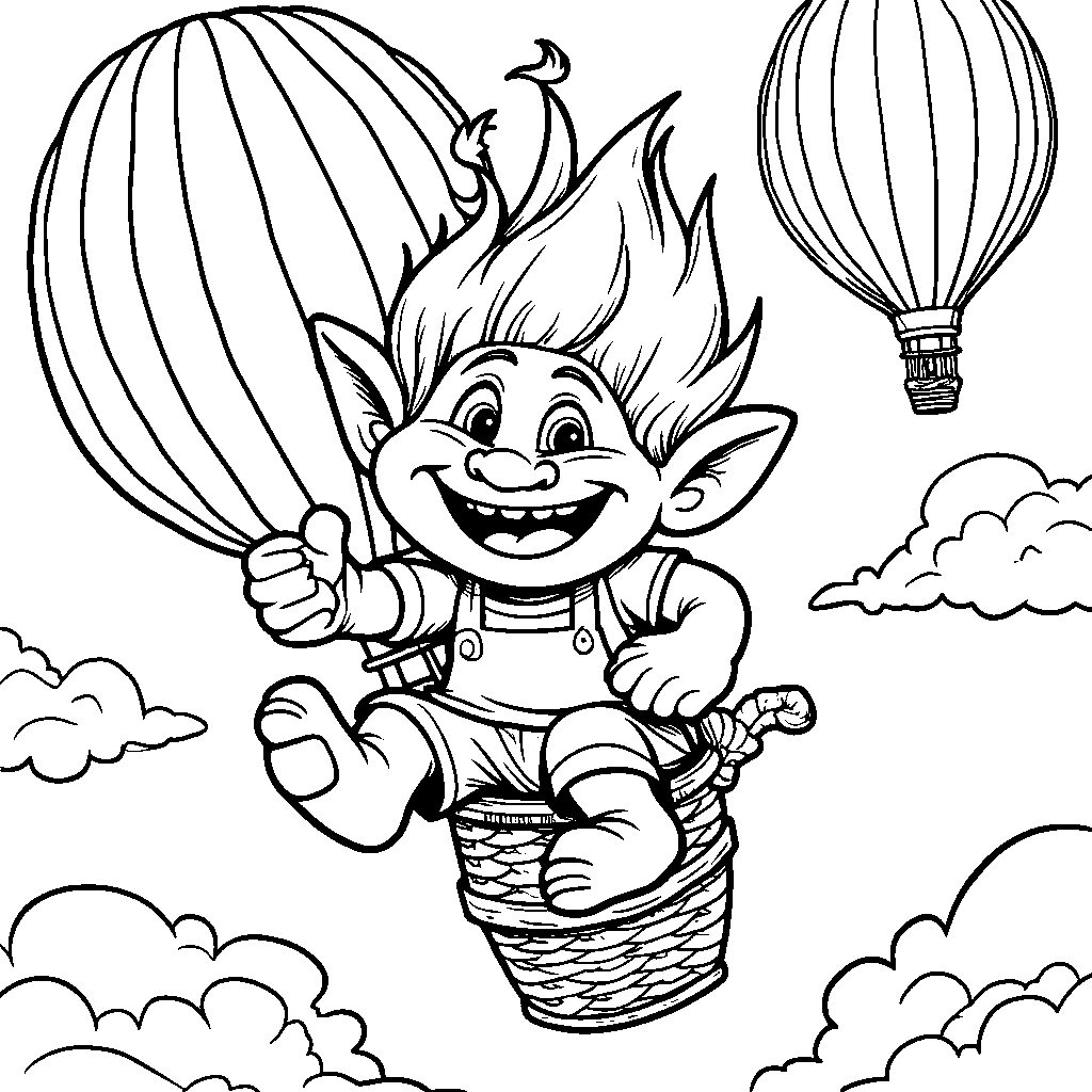 Troll riding a hot air balloon