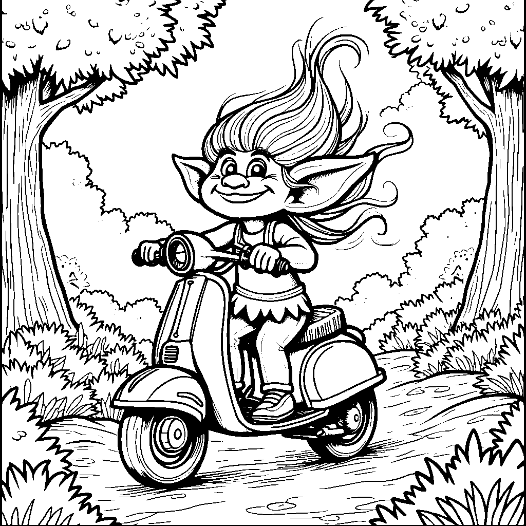 Troll riding a scooter