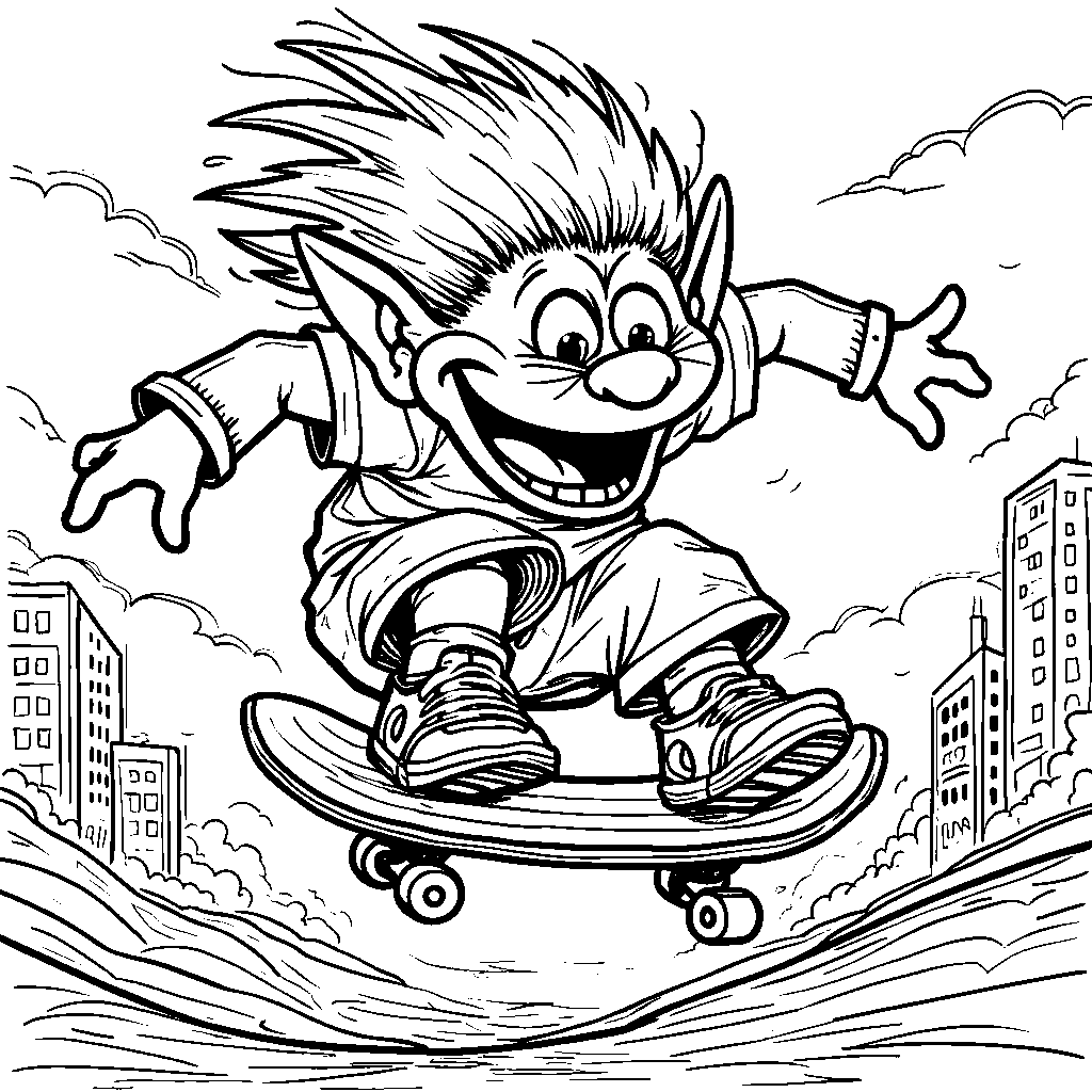 Troll riding a skateboard