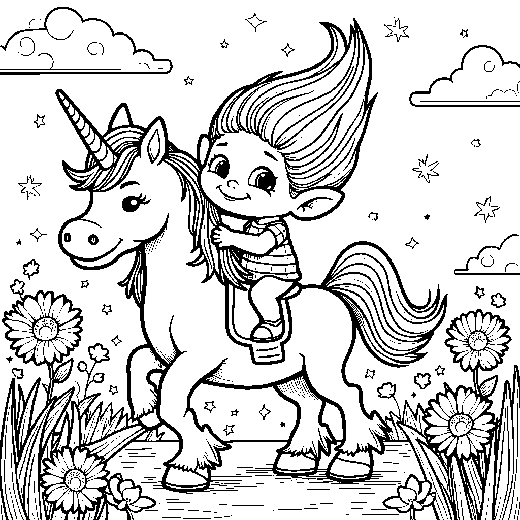 Troll riding a unicorn