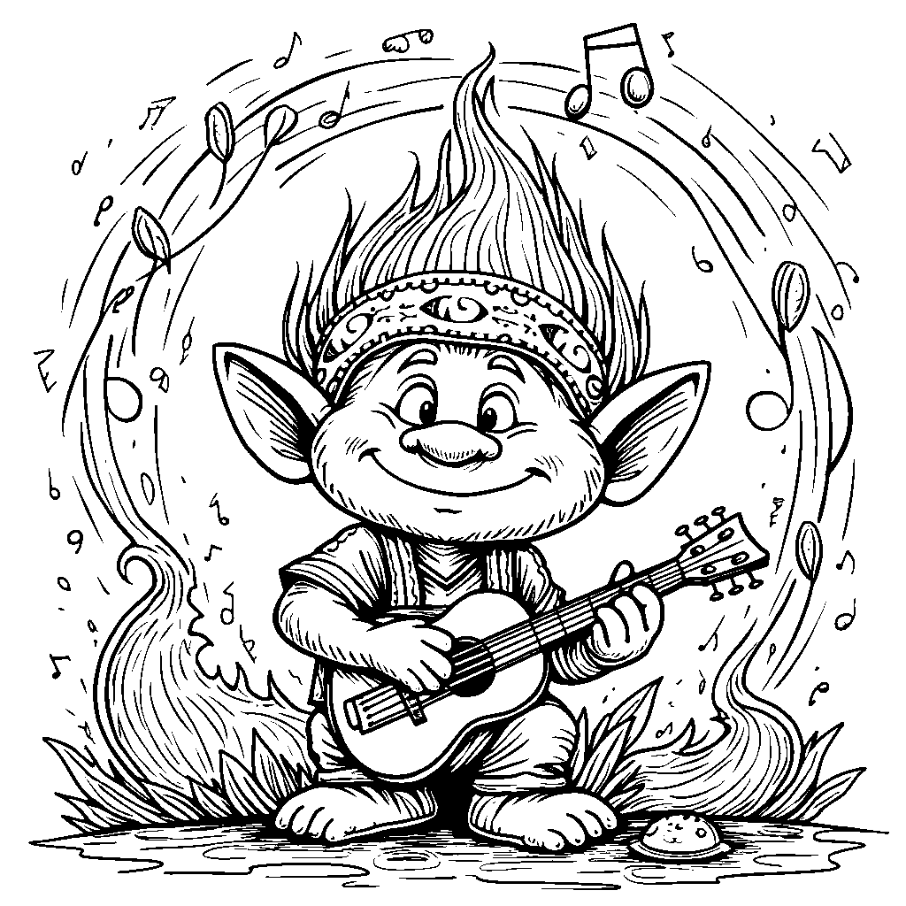 Troll surrounded by musical notes