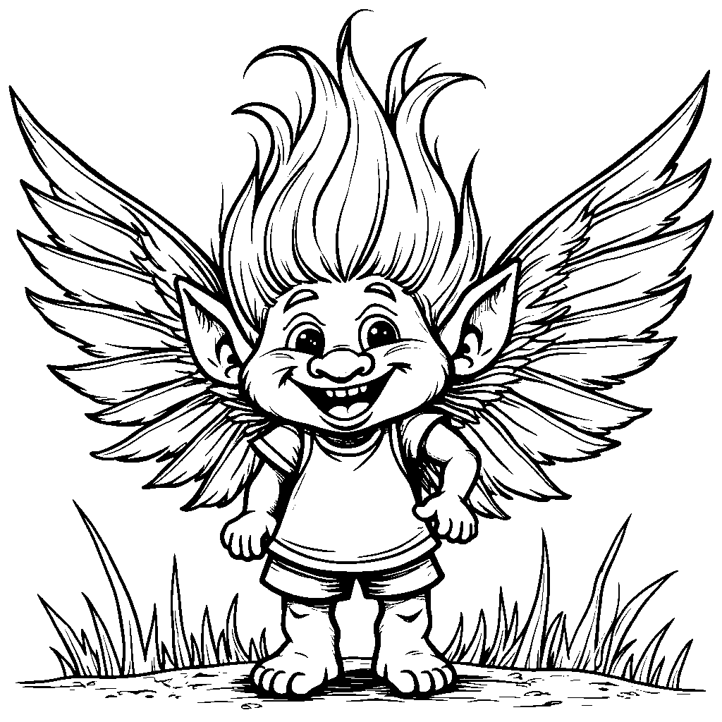 Troll wearing a pair of wings