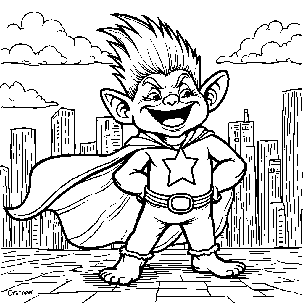 Troll wearing a superhero cape