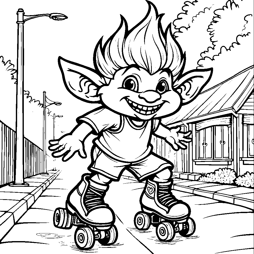 Troll wearing roller skates