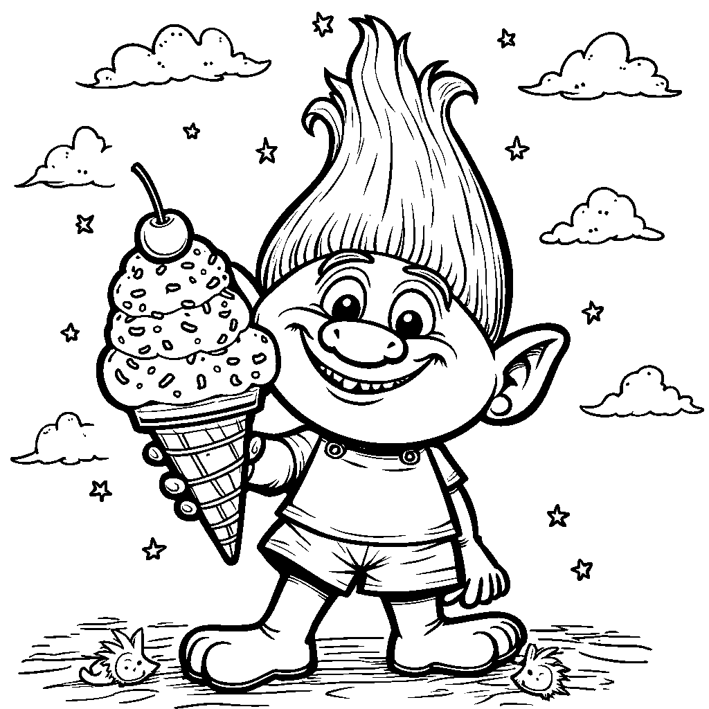 Troll with a giant ice cream cone