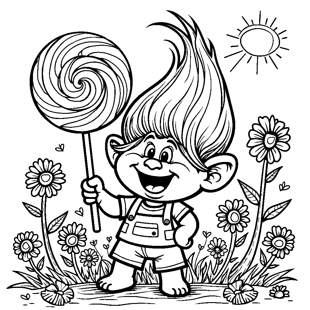 Troll with a giant lollipop