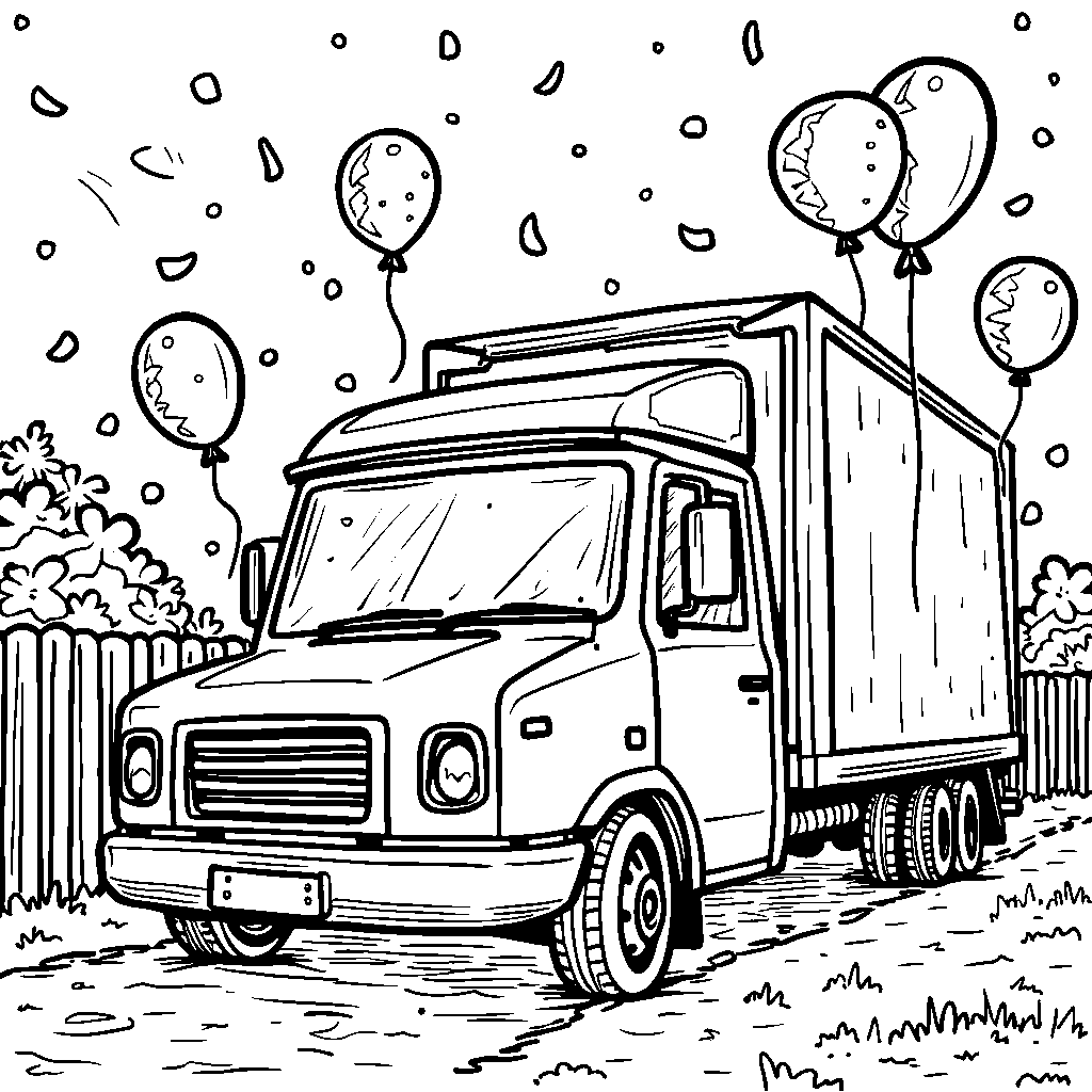 A delivery truck bringing pizza to a party