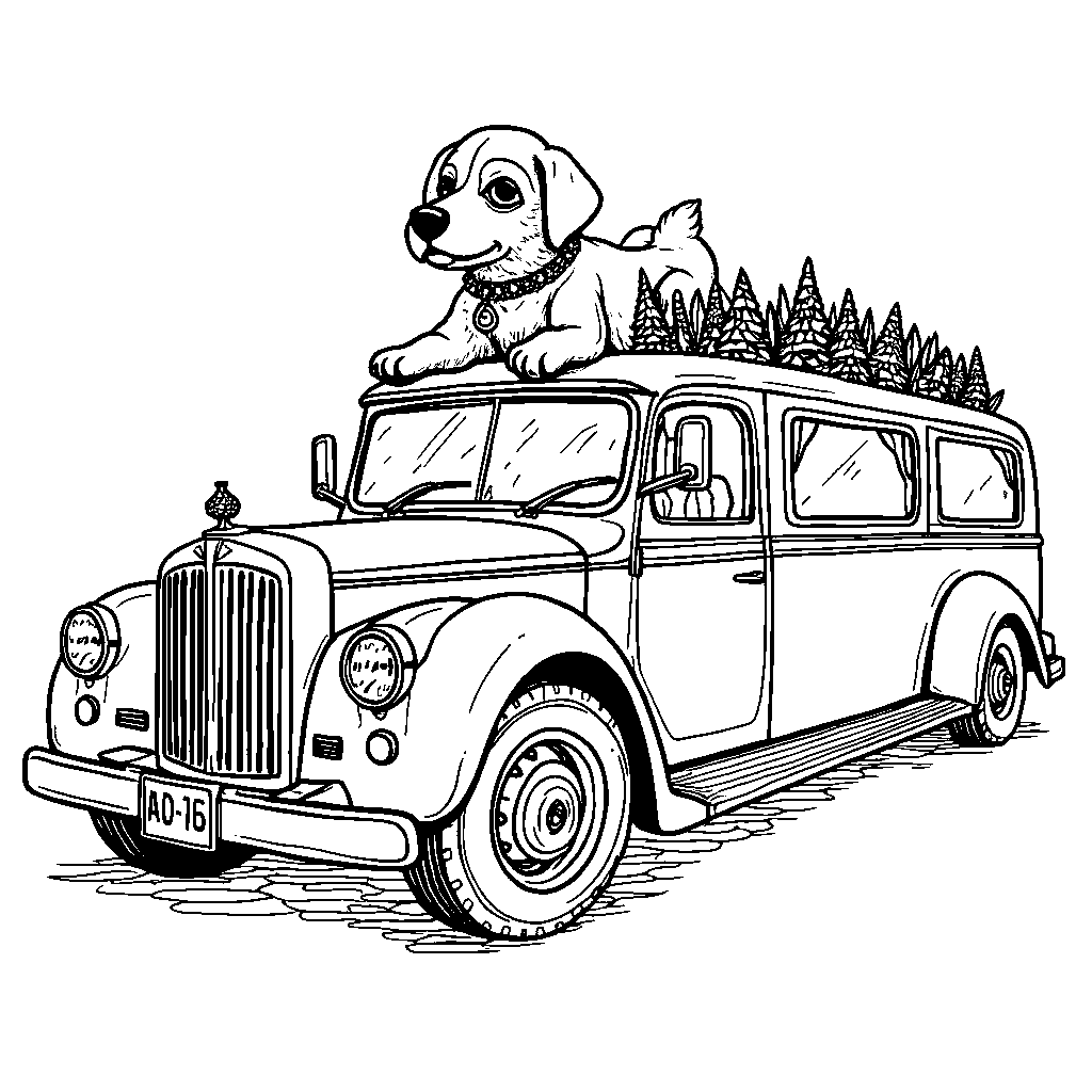 A limousine truck carrying a celebrity dog