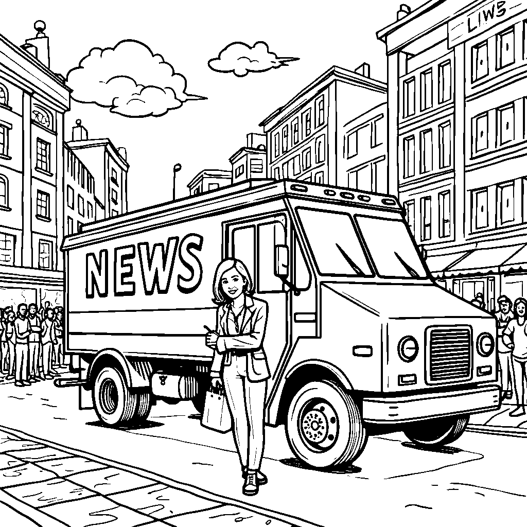 A news truck reporting live from a city event