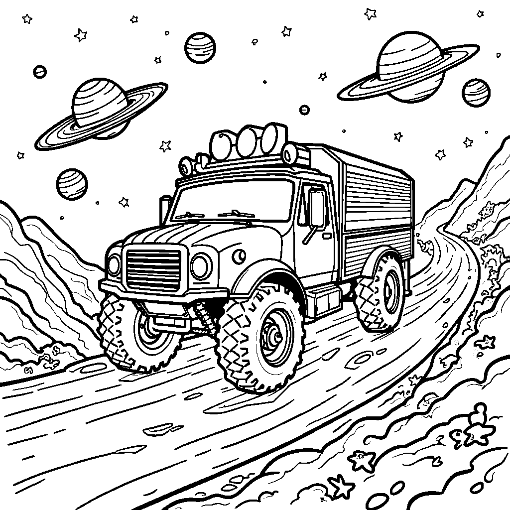 Blast Off to Adventure: A Space Truck's Cosmic Quest