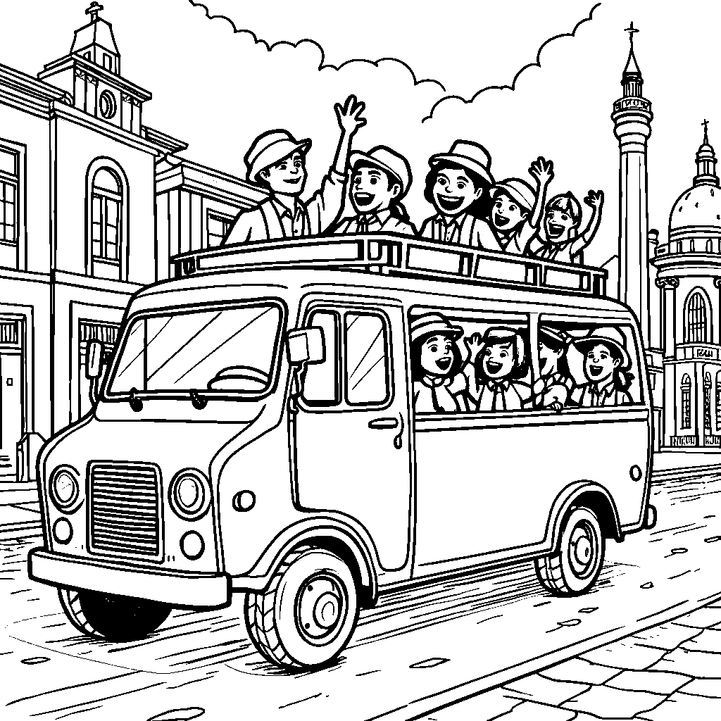 A tourist truck exploring a new city