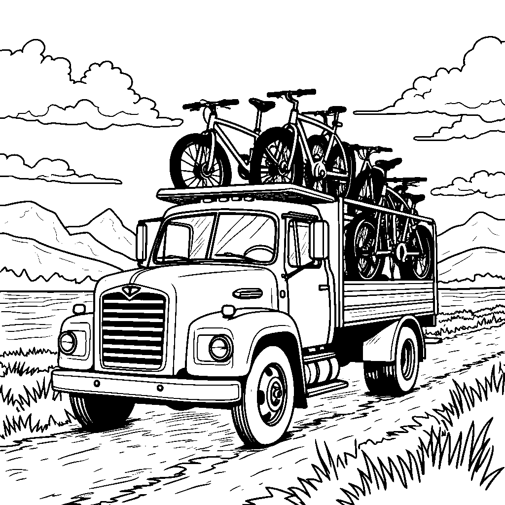 A bike truck carrying a fleet of bicycles