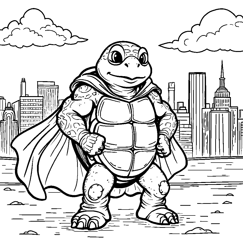 Turtle wearing a superhero cape and saving the day