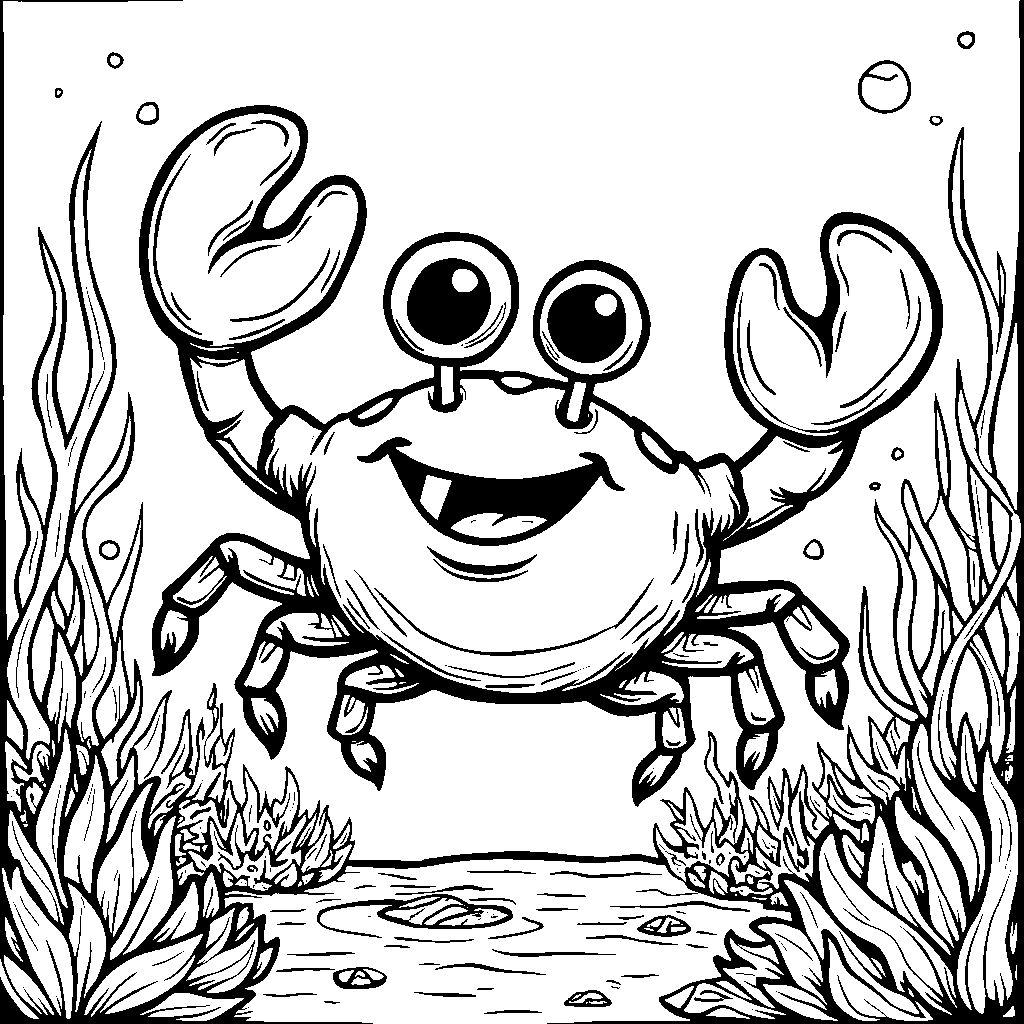 A happy crab waving from its underwater home