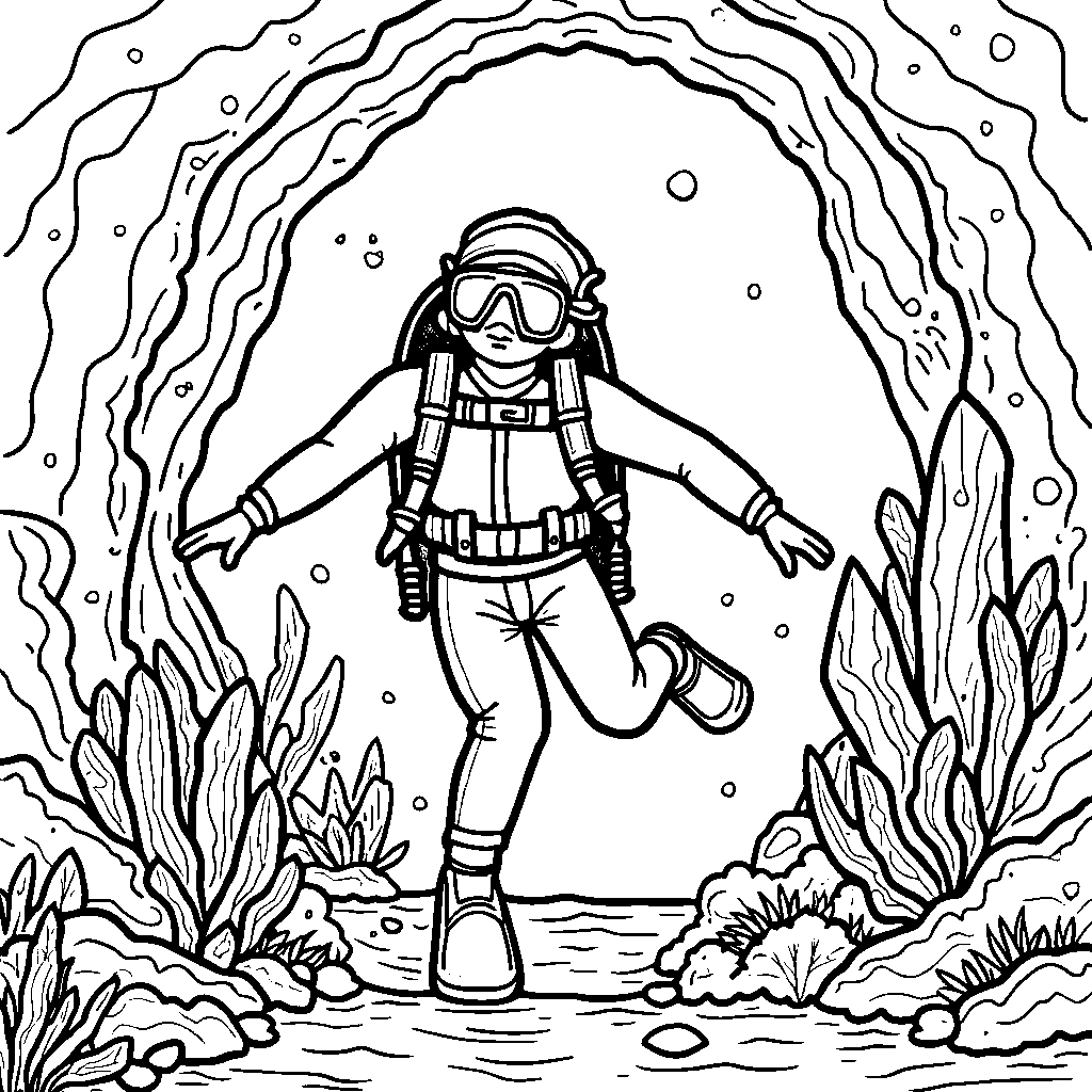 A scuba diver discovering a hidden cave