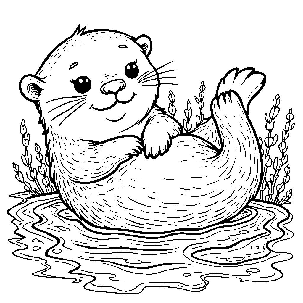 A sea otter floating on its back