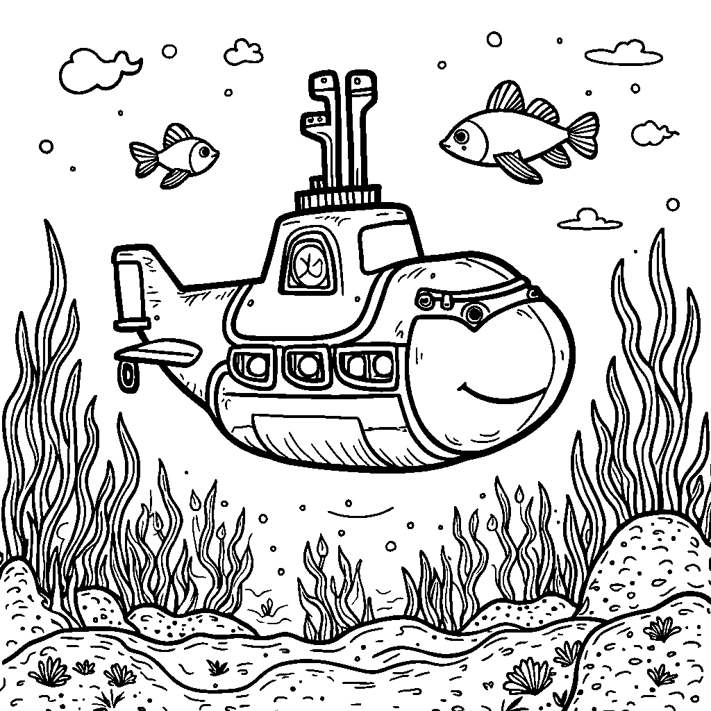 A submarine exploring the ocean floor