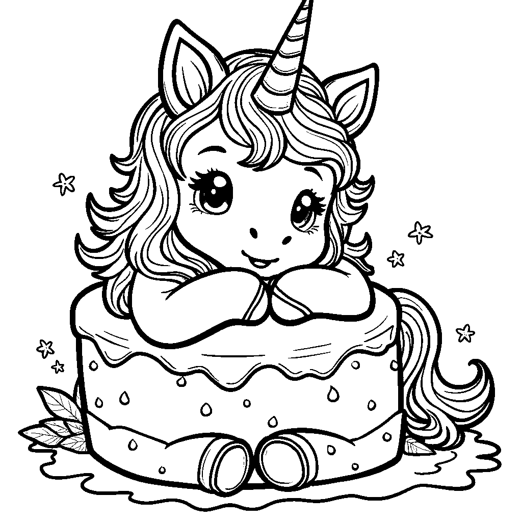 Cake with a unicorn's body wrapped around it like a hug