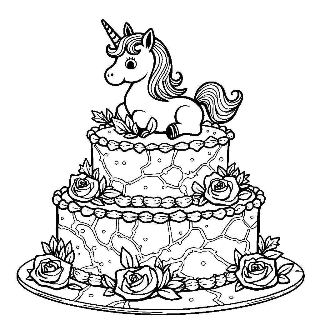 Unicorn cake with a treasure map design