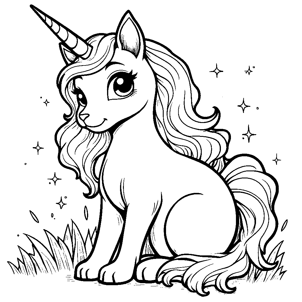 Unicorn cat with a flowing mane of pastel colors