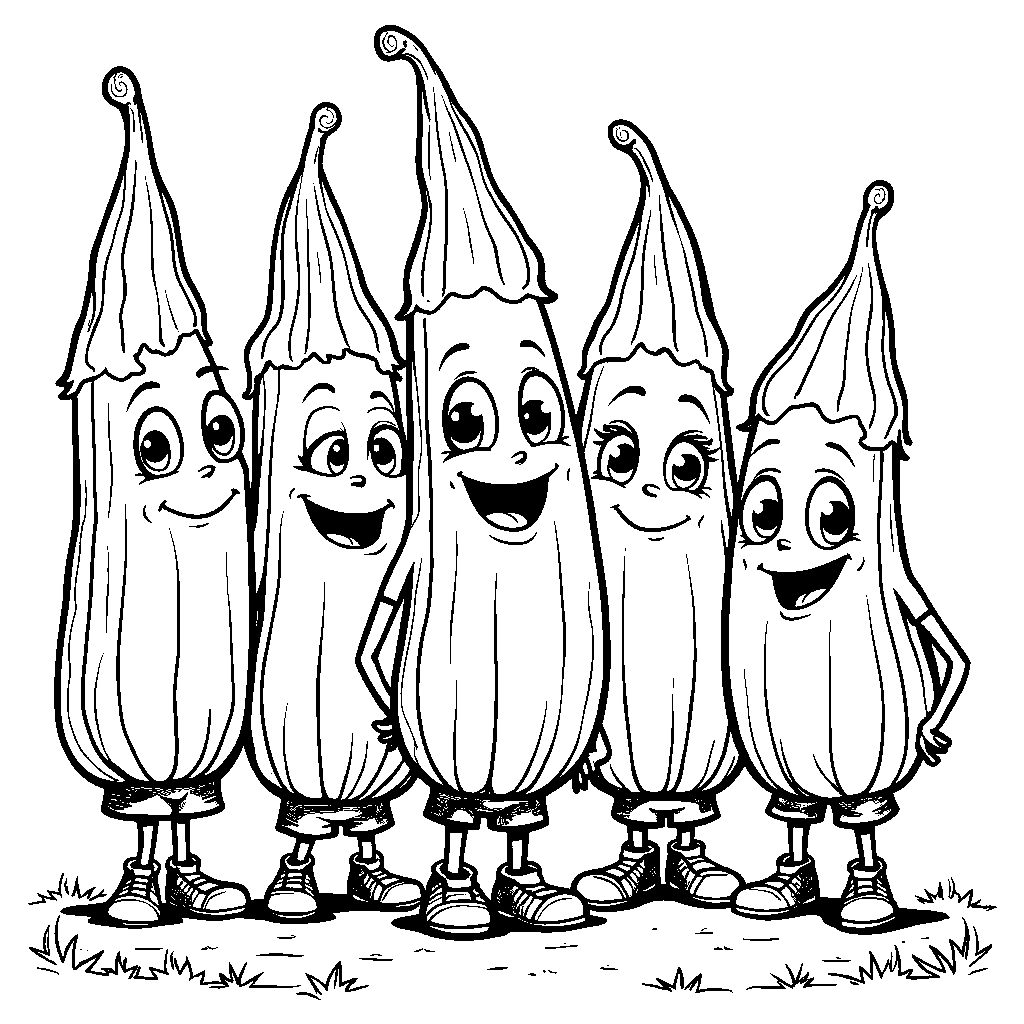 A group of okra playing soccer