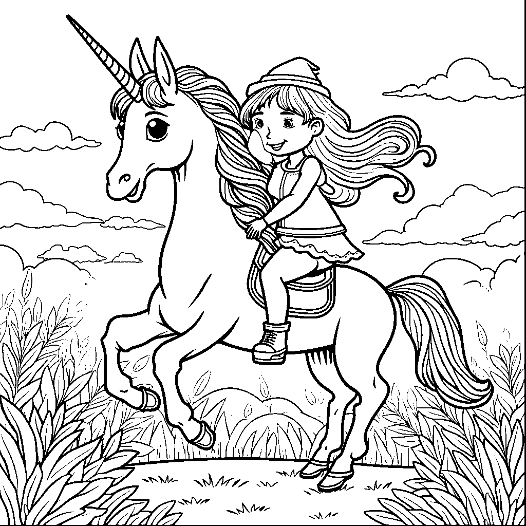 A happy eggplant riding a unicorn