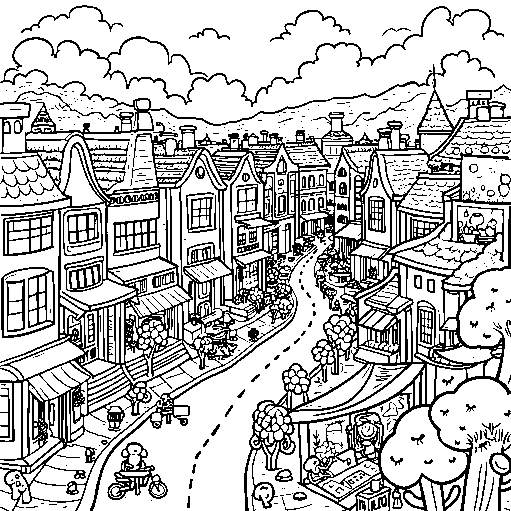 Cauliflower City with buildings and roads