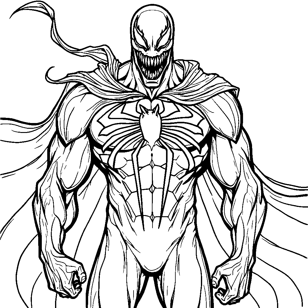 Venom's symbiote suit with a superhero cape