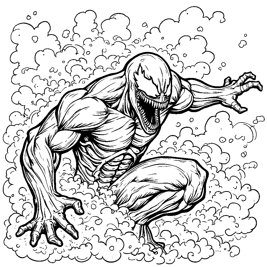 Venom's body made up of swirling clouds and smoke