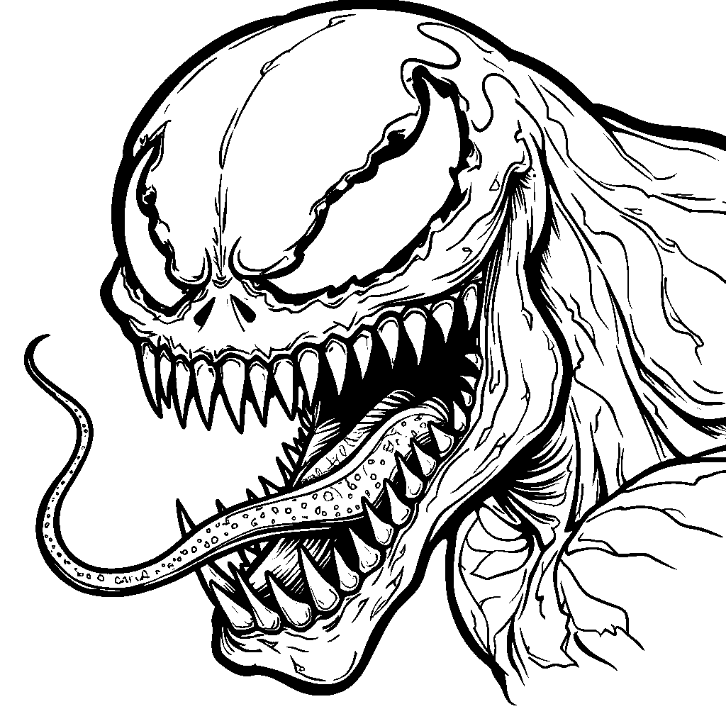 Venom's face with a big, cheeky wink