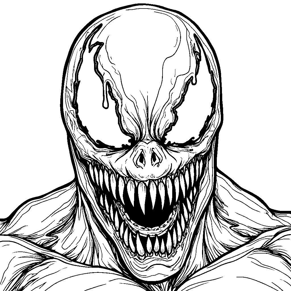 Venom's face with a big frown and tears