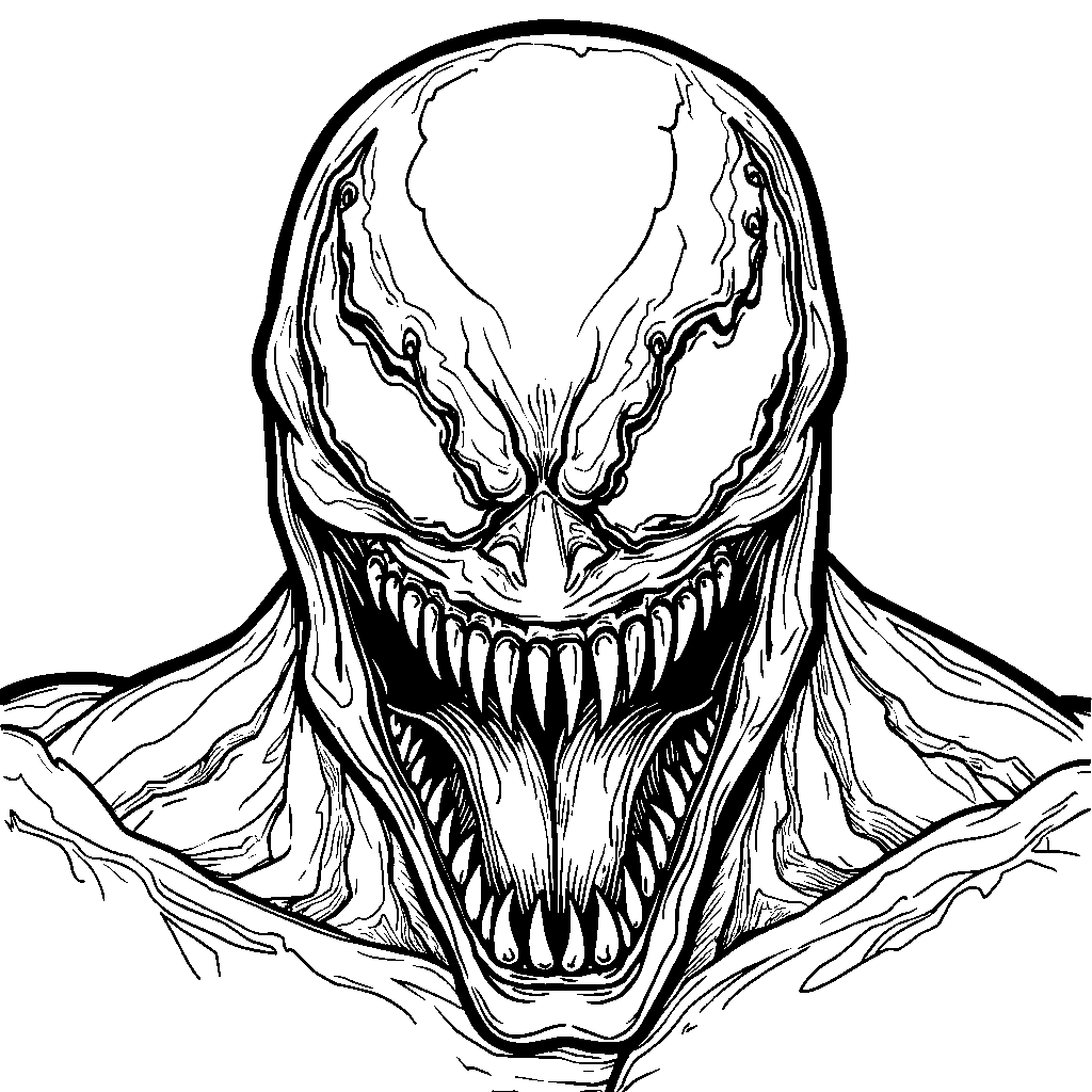 Venom's face with a mischievous grin