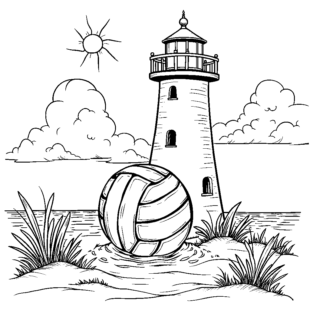 A giant volleyball as a lighthouse