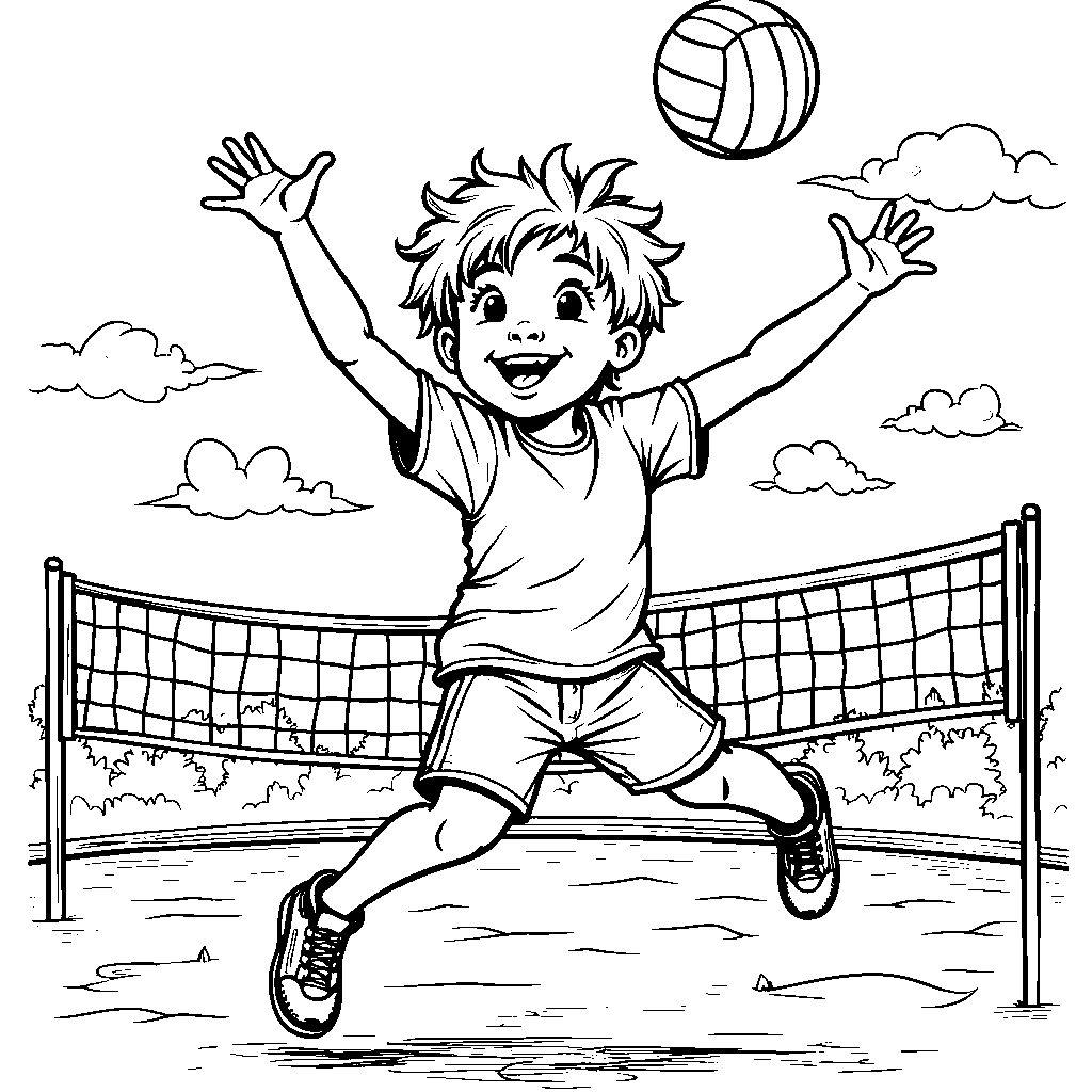 Kid doing a cool trick shot with a volleyball