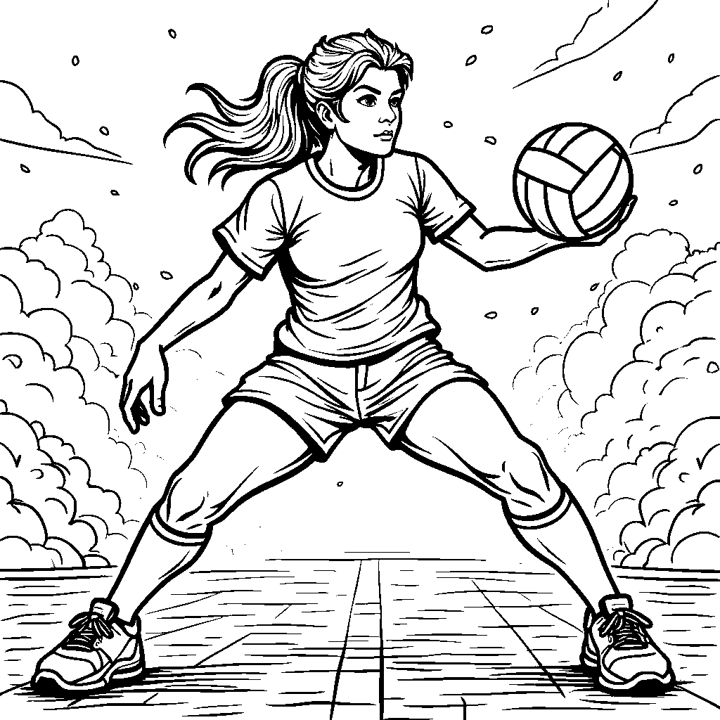 Volleyball players as video game characters